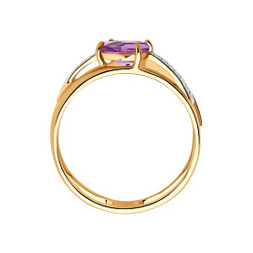 Кольцо SOKOLOV - Золото 585, Аметист, Фианит (арт. 715630)