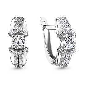 Серьги Аквамарин - Серебро 925, Фианит (арт. 48686А.5)