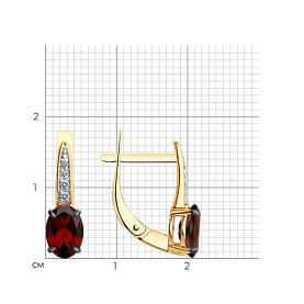 Серьги Diamant - Золото 585, Гранат, Фианит (арт. 51-320-01933-4)