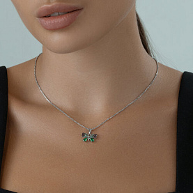 Подвеска SOKOLOV - Серебро 925, Синтетический сапфир , Фианит (арт. 94033099)