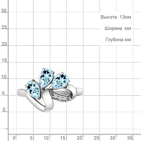 Кольцо Аквамарин - Серебро 925, Топаз, Фианит (арт. 6963902А.5)