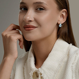 Серьги SOKOLOV - Серебро 925, Топаз, Фианит (арт. 92023262)