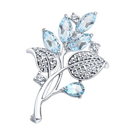 Брошь SOKOLOV - Серебро 925, Топаз, Фианит (арт. 92040133)