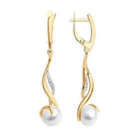 Серьги SOKOLOV - Серебро 925, Жемчуг культивированный, Фианит (арт. 93020788)