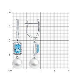 Серьги Diamant - Золото 585, Жемчуг культивированный, Топаз, Фианит (арт. 52-321-02791-1)