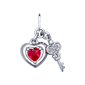Подвеска SOKOLOV - Серебро 925, Синтетический рубин, Фианит (арт. 94031883)