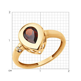 Кольцо SOKOLOV - Золото 585, Гранат, Бриллиант (арт. 71-00317)