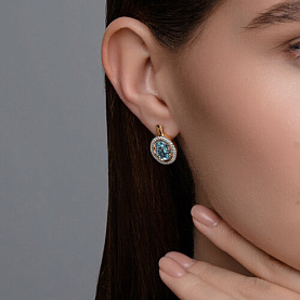 Серьги SOKOLOV - Золото 585, Топаз, Фианит (арт. 728921)