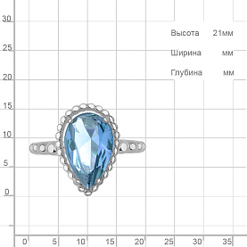 Кольцо Аквамарин - Серебро 925, Синтетический топаз (арт. 65021692.5)